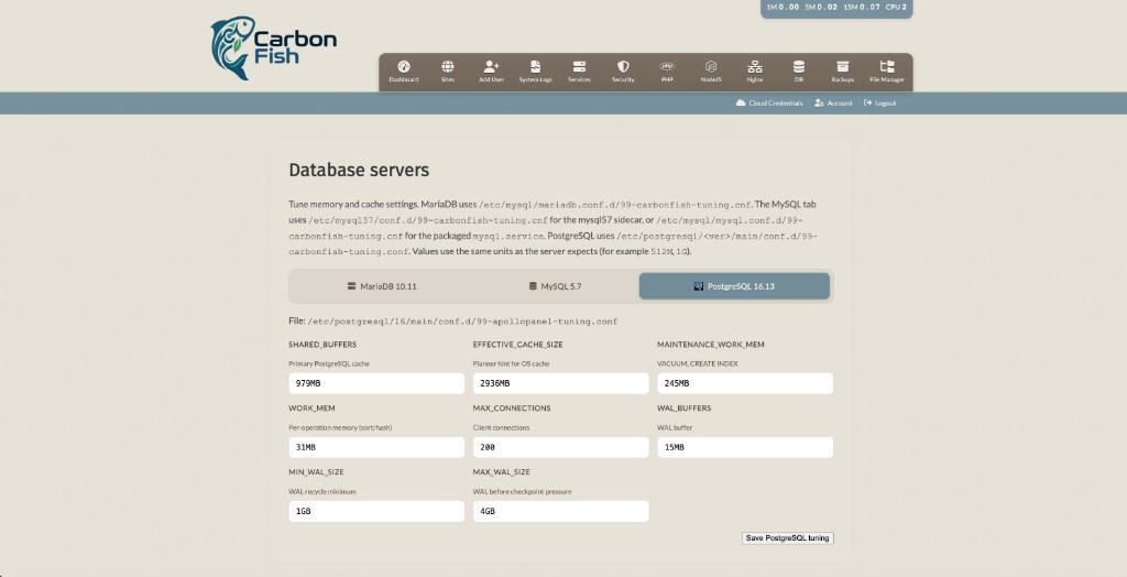 Database servers — PostgreSQL tuning